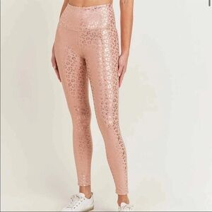 IVL Collective MONO B High-rise Leopard Shimmer Foil Leggings Blush Pink